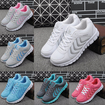 Koovan Women Net Sports Shoes New Breathable Couple Boys Girls Lightweight Casual Women's Shoes White
