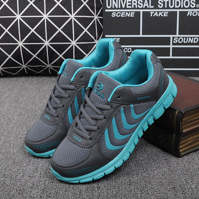 Koovan Women Net Sports Shoes New Breathable Couple Boys Girls Lightweight Casual Women's Shoes White
