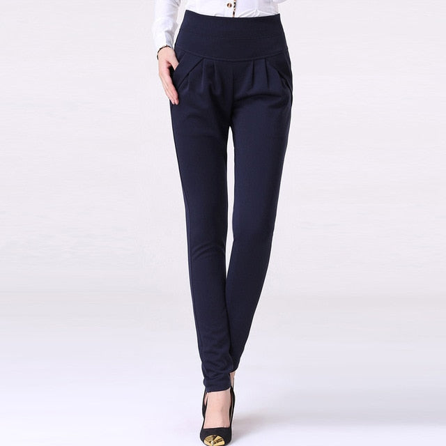 New Fashion Women's Elegant High Waist Casual Harem Pants Ladies Candy Color Wild Pocket Office OL Pants Plus Size 6XL Trousers