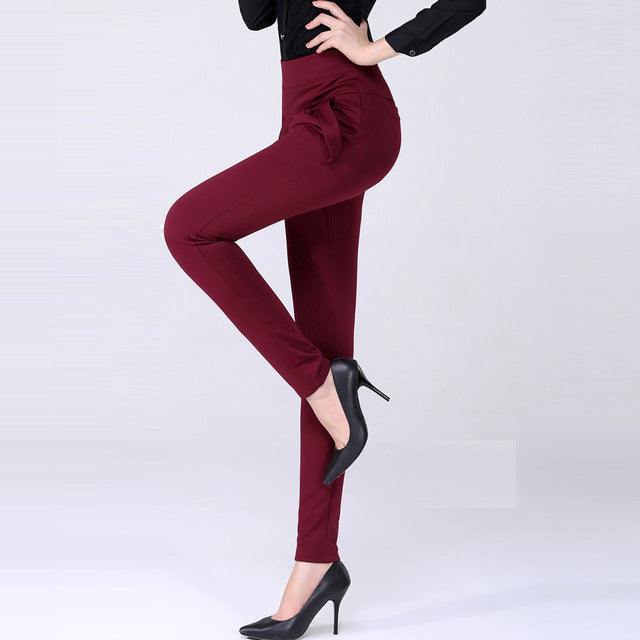 New Fashion Women's Elegant High Waist Casual Harem Pants Ladies Candy Color Wild Pocket Office OL Pants Plus Size 6XL Trousers