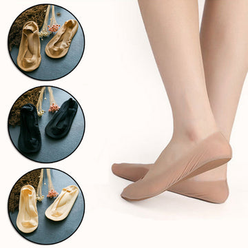 1 Pair 3D Arch Foot Massage Health Care Women Summer Socks Ice Silk Socks Shallow Mouth Silica Gel Invisible Slippers