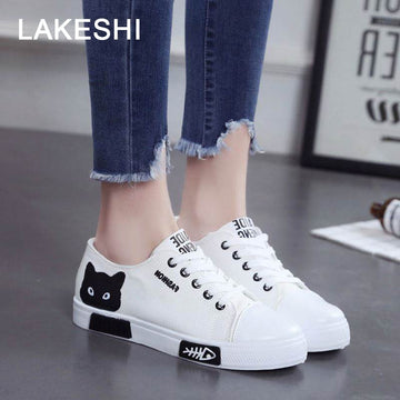 Fashion Women Shoes Flats Canvas Shoes Platform Sneakers Lace Up