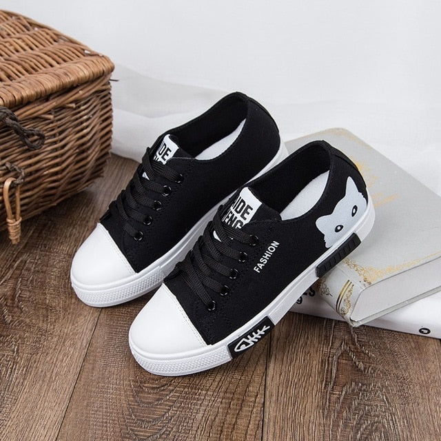 Fashion Women Shoes Flats Canvas Shoes Platform Sneakers Lace Up