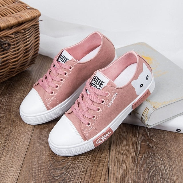 Fashion Women Shoes Flats Canvas Shoes Platform Sneakers Lace Up