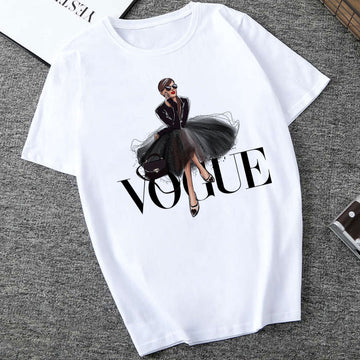 2019 Women T Shirt Vogue Letter Harajuku Female T-shirt Leisure Fashion Aesthetic Tshirt Summer Tumblr Vintage Streetwear Tumblr