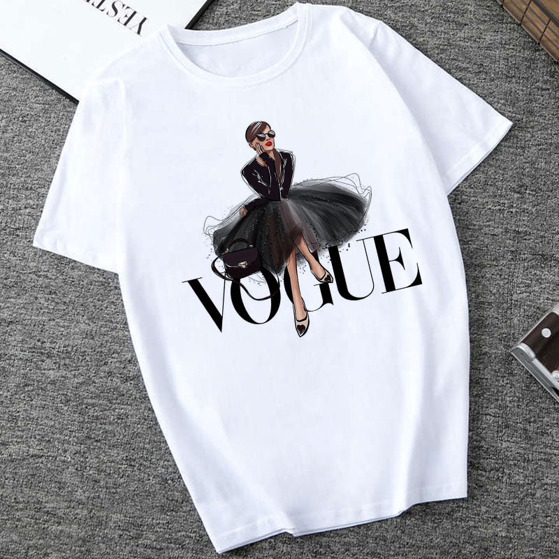 2019 Women T Shirt Vogue Letter Harajuku Female T-shirt Leisure Fashion Aesthetic Tshirt Summer Tumblr Vintage Streetwear Tumblr