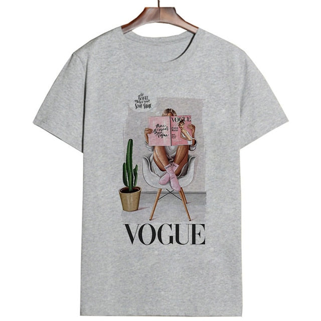 2019 Women T Shirt Vogue Letter Harajuku Female T-shirt Leisure Fashion Aesthetic Tshirt Summer Tumblr Vintage Streetwear Tumblr