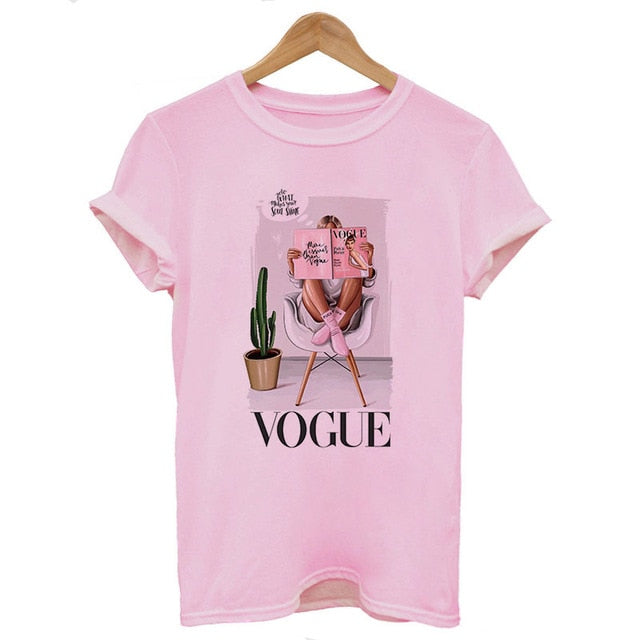 2019 Women T Shirt Vogue Letter Harajuku Female T-shirt Leisure Fashion Aesthetic Tshirt Summer Tumblr Vintage Streetwear Tumblr
