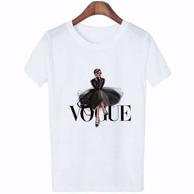 2019 Women T Shirt Vogue Letter Harajuku Female T-shirt Leisure Fashion Aesthetic Tshirt Summer Tumblr Vintage Streetwear Tumblr