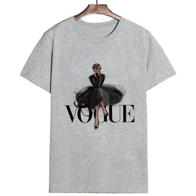2019 Women T Shirt Vogue Letter Harajuku Female T-shirt Leisure Fashion Aesthetic Tshirt Summer Tumblr Vintage Streetwear Tumblr