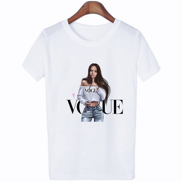 2019 Women T Shirt Vogue Letter Harajuku Female T-shirt Leisure Fashion Aesthetic Tshirt Summer Tumblr Vintage Streetwear Tumblr