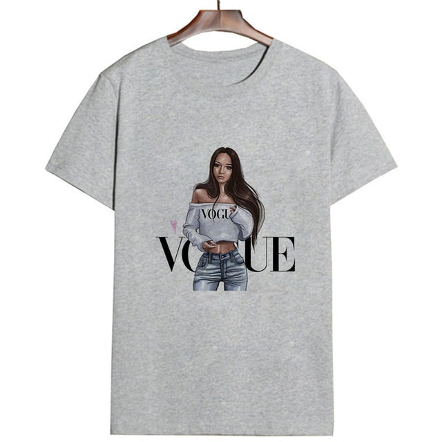 2019 Women T Shirt Vogue Letter Harajuku Female T-shirt Leisure Fashion Aesthetic Tshirt Summer Tumblr Vintage Streetwear Tumblr
