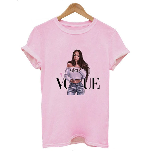 2019 Women T Shirt Vogue Letter Harajuku Female T-shirt Leisure Fashion Aesthetic Tshirt Summer Tumblr Vintage Streetwear Tumblr