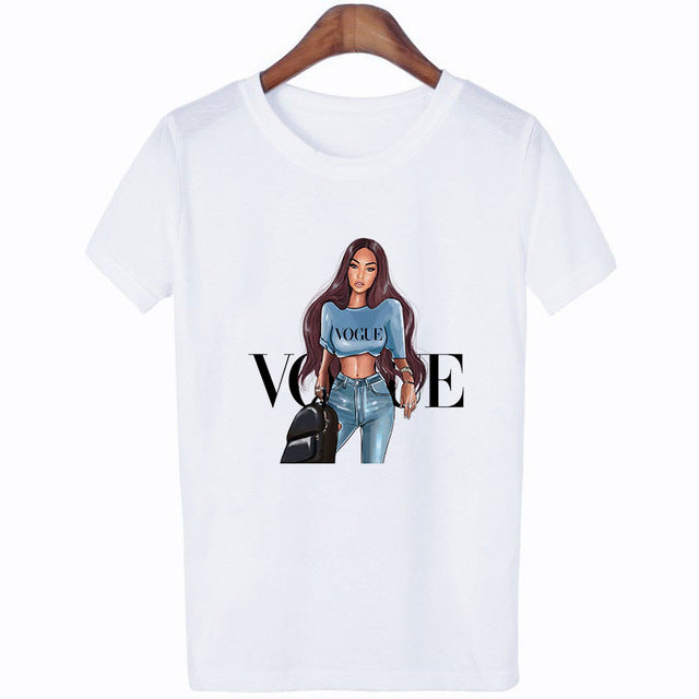2019 Women T Shirt Vogue Letter Harajuku Female T-shirt Leisure Fashion Aesthetic Tshirt Summer Tumblr Vintage Streetwear Tumblr