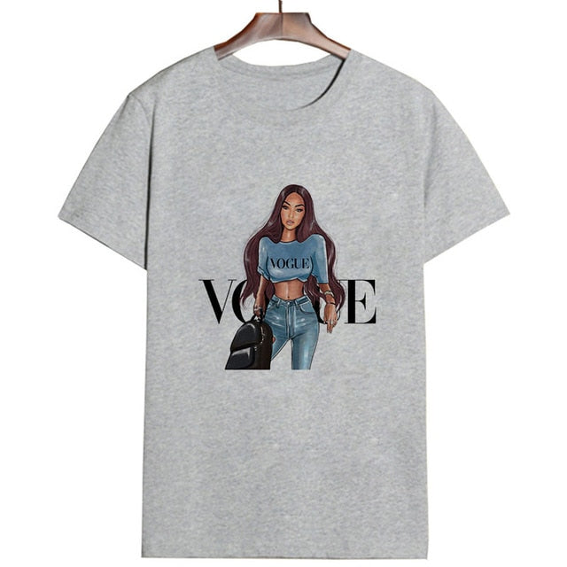 2019 Women T Shirt Vogue Letter Harajuku Female T-shirt Leisure Fashion Aesthetic Tshirt Summer Tumblr Vintage Streetwear Tumblr